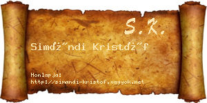Simándi Kristóf névjegykártya