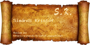 Simándi Kristóf névjegykártya